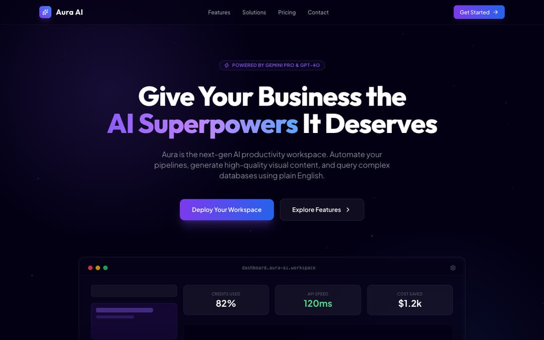 AURA - Premium AI SaaS Landing Page preview