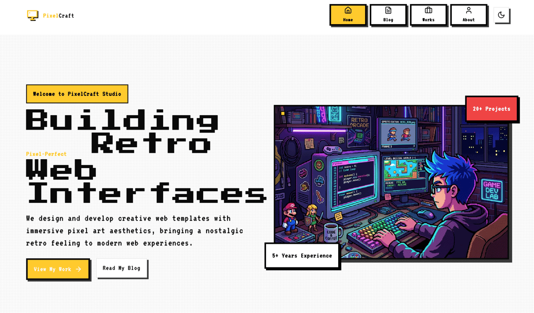 PIXELCRAFT — Retro Pixel Art Portfolio preview