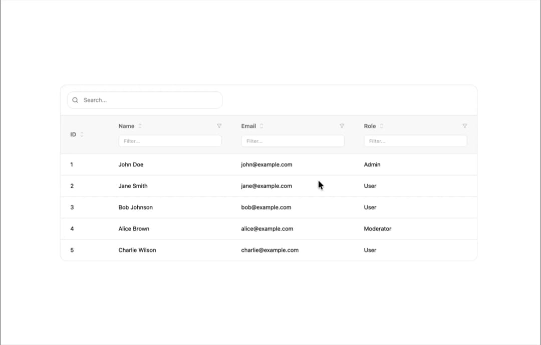 Basic Data Table preview