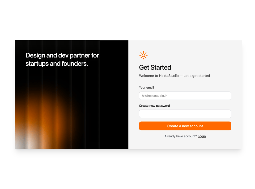 Full Screen Signup preview
