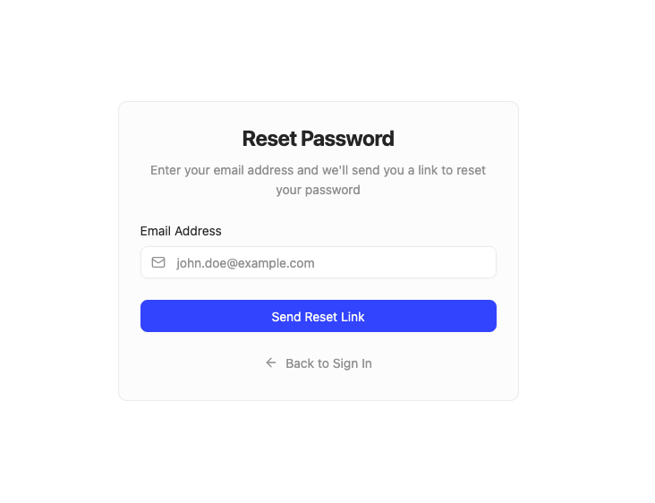 Password Reset Block preview