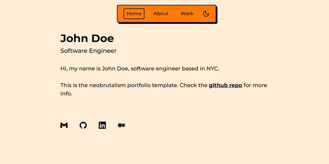Neobrutalism portfolio preview