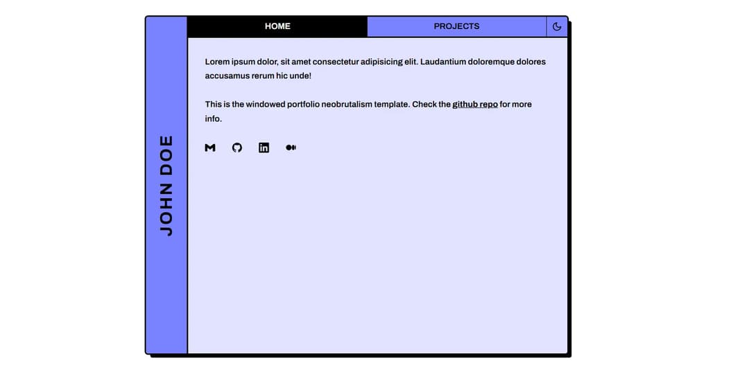 Neobrutalism windowed portfolio preview