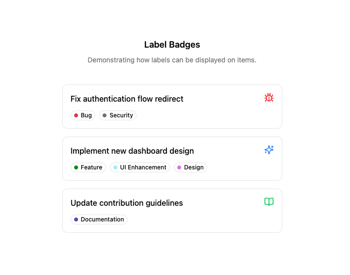 Label Badges preview