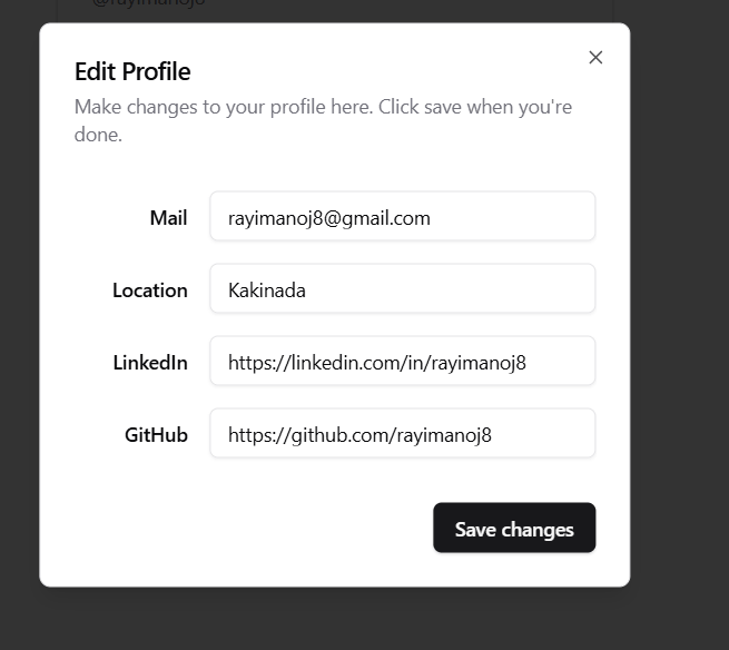 Edit Professional Details preview