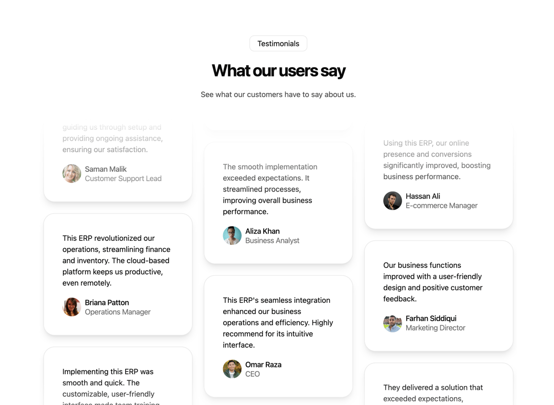 Testimonials Columns preview