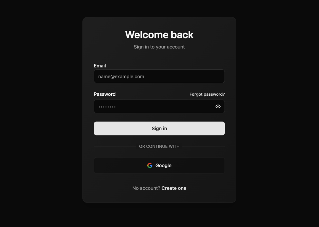 Auth Form preview