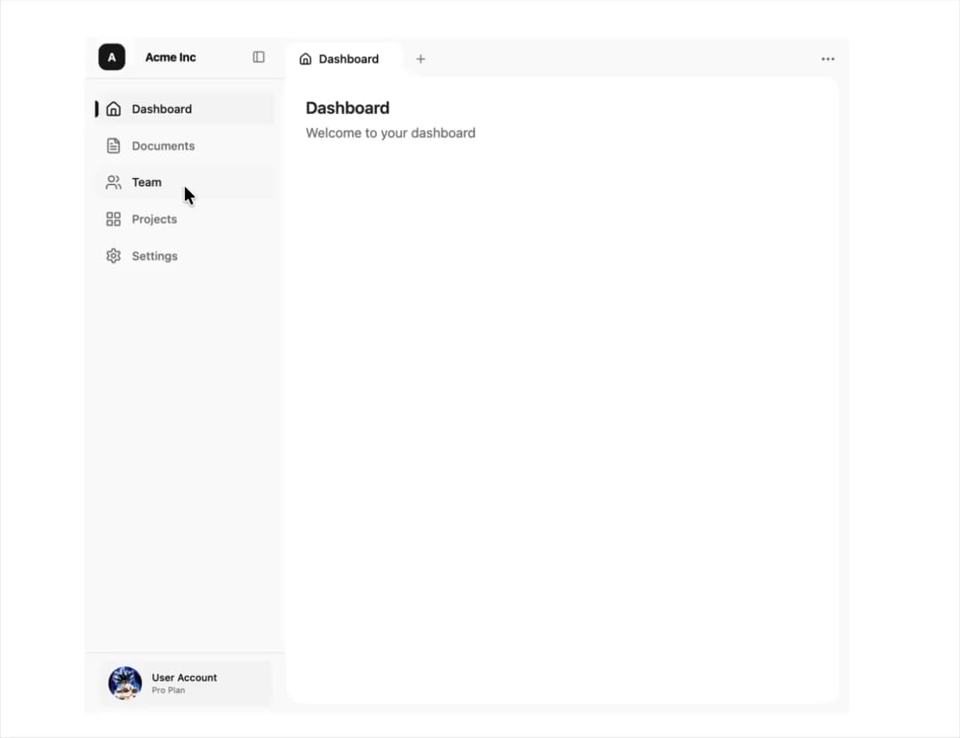 Sidebar with Browser like Tabs preview