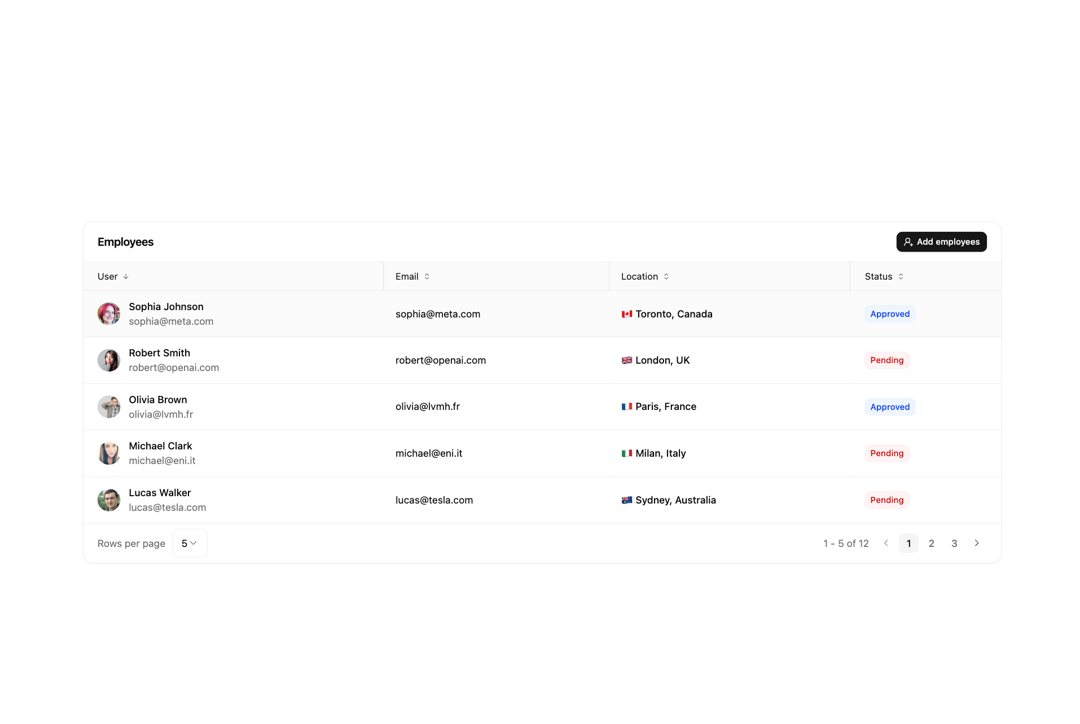 Data Grid Table preview