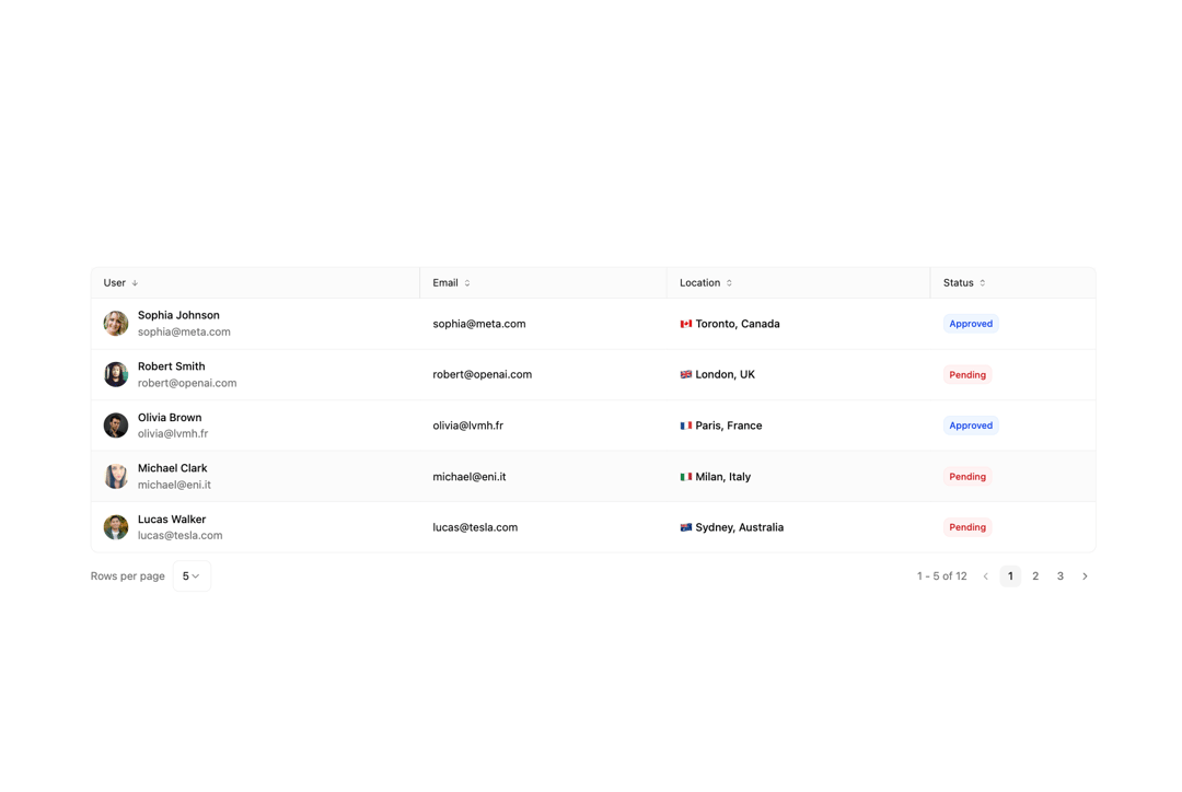 Data Grid Table preview