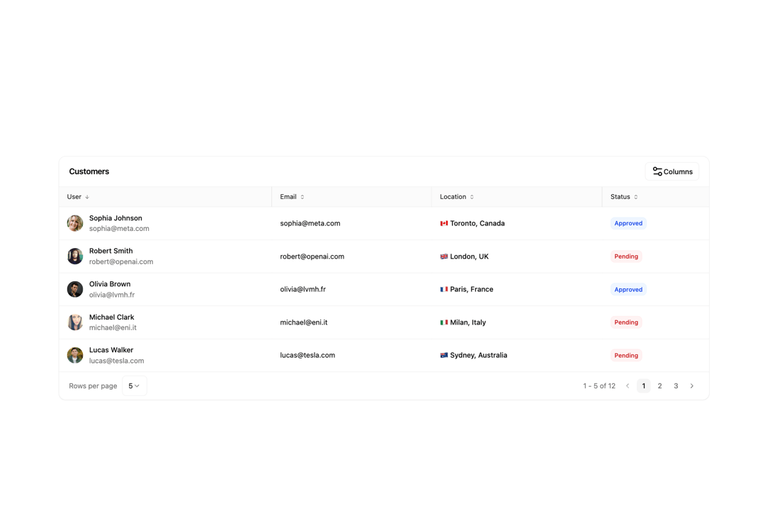 Data Grid Table preview