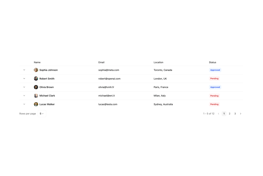 Data Grid Table preview