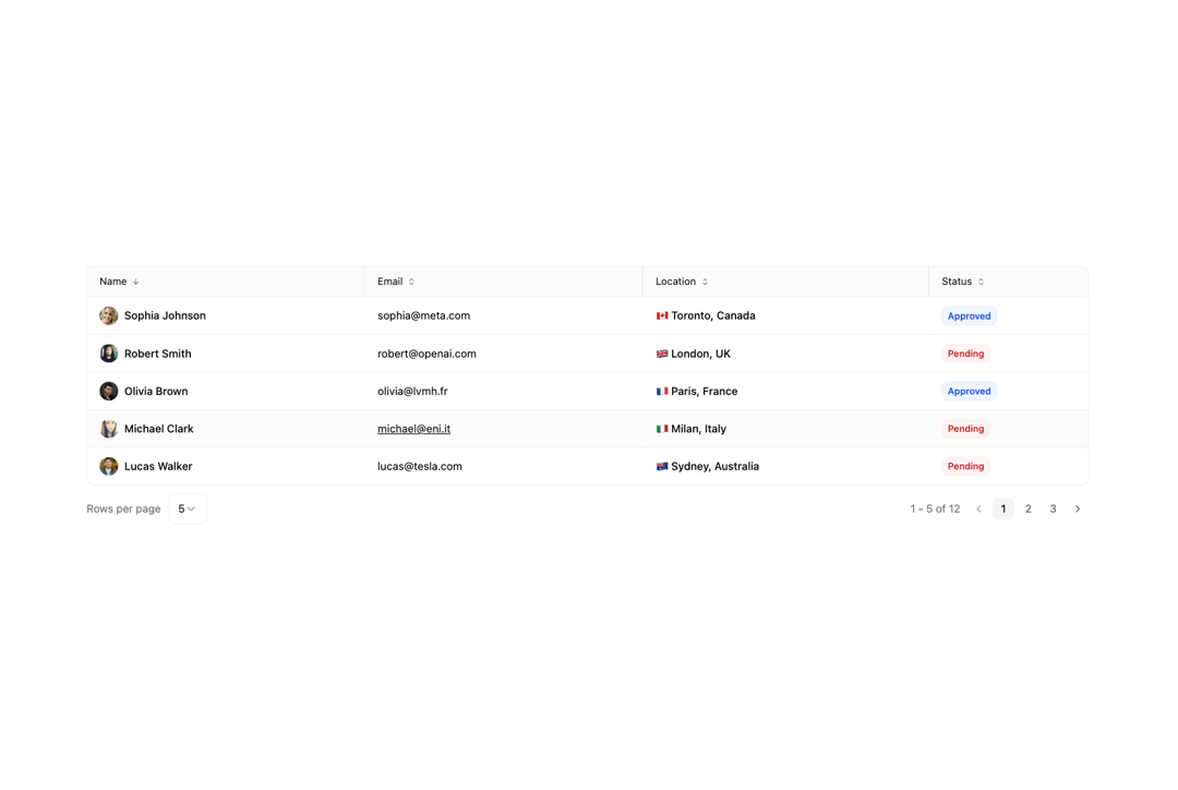 Data Grid Table preview