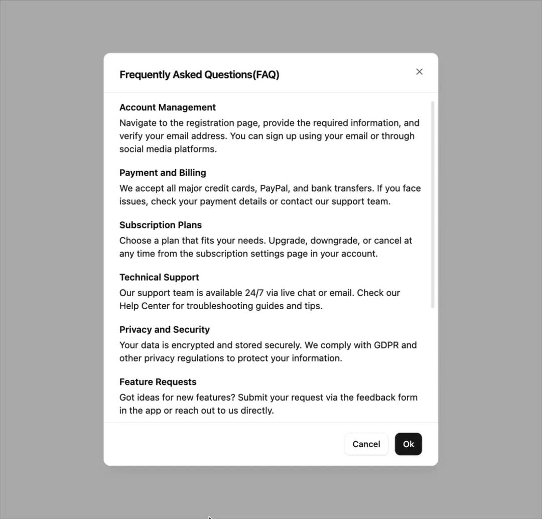 Dialog preview