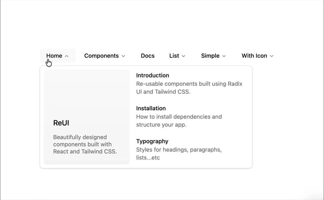 Navigation Menu preview