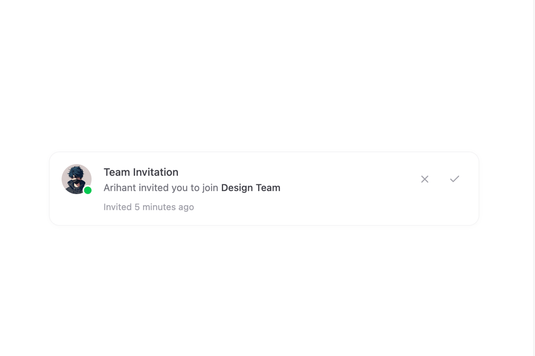 Team Invitation Alert preview