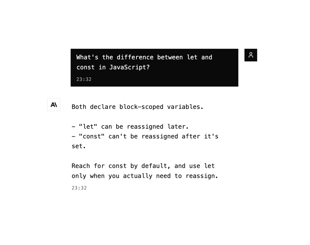 AI Message Bubble preview