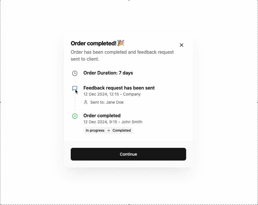 Order Status Card preview