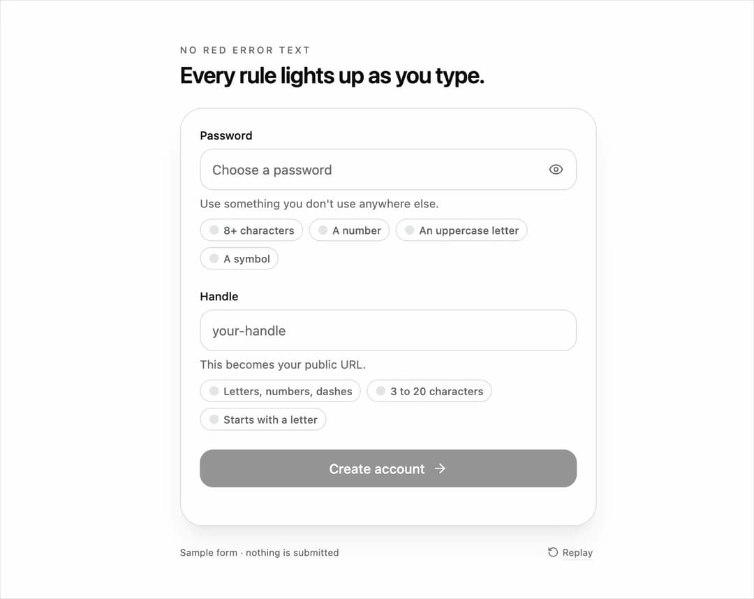 Validation Checklist Input preview