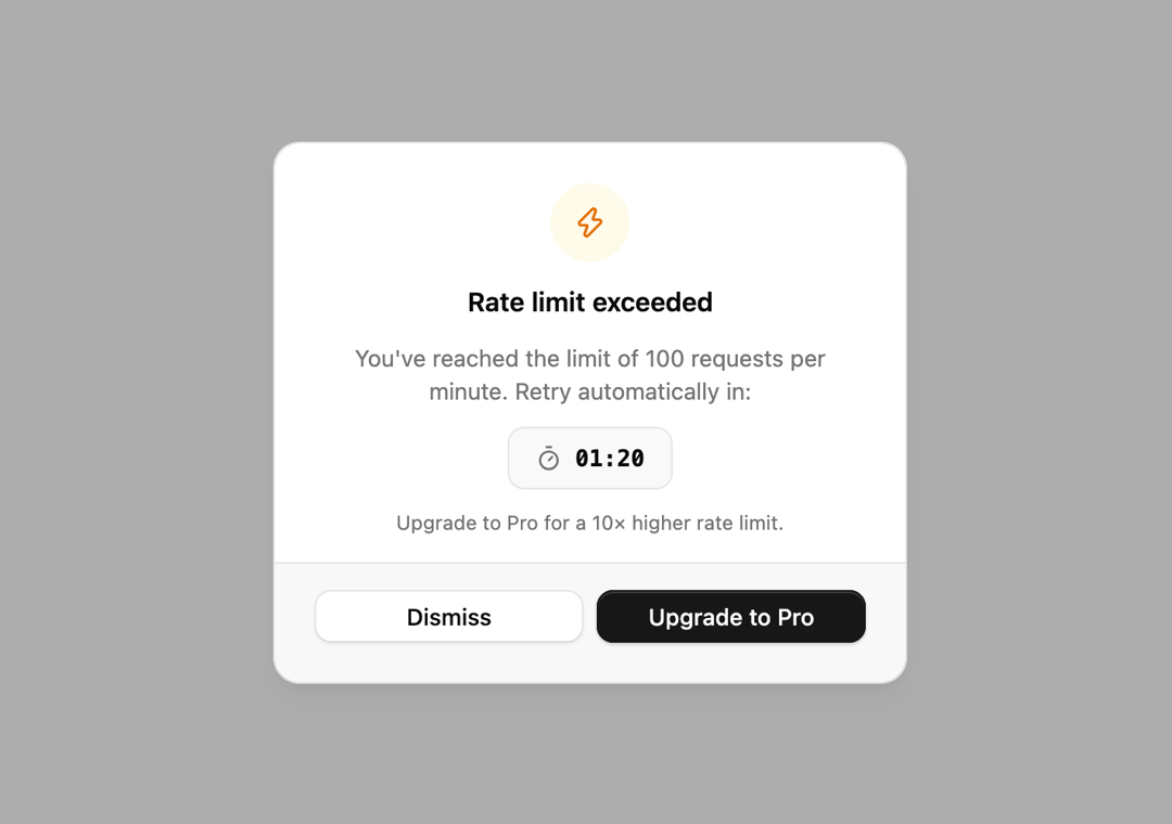 Rate Limit Alert Dialog preview