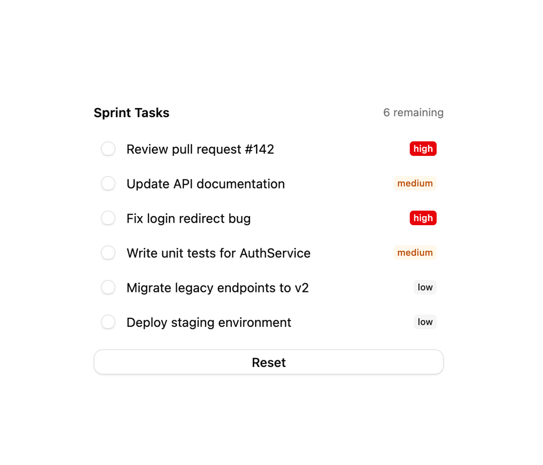 Sprint Task Checklist preview