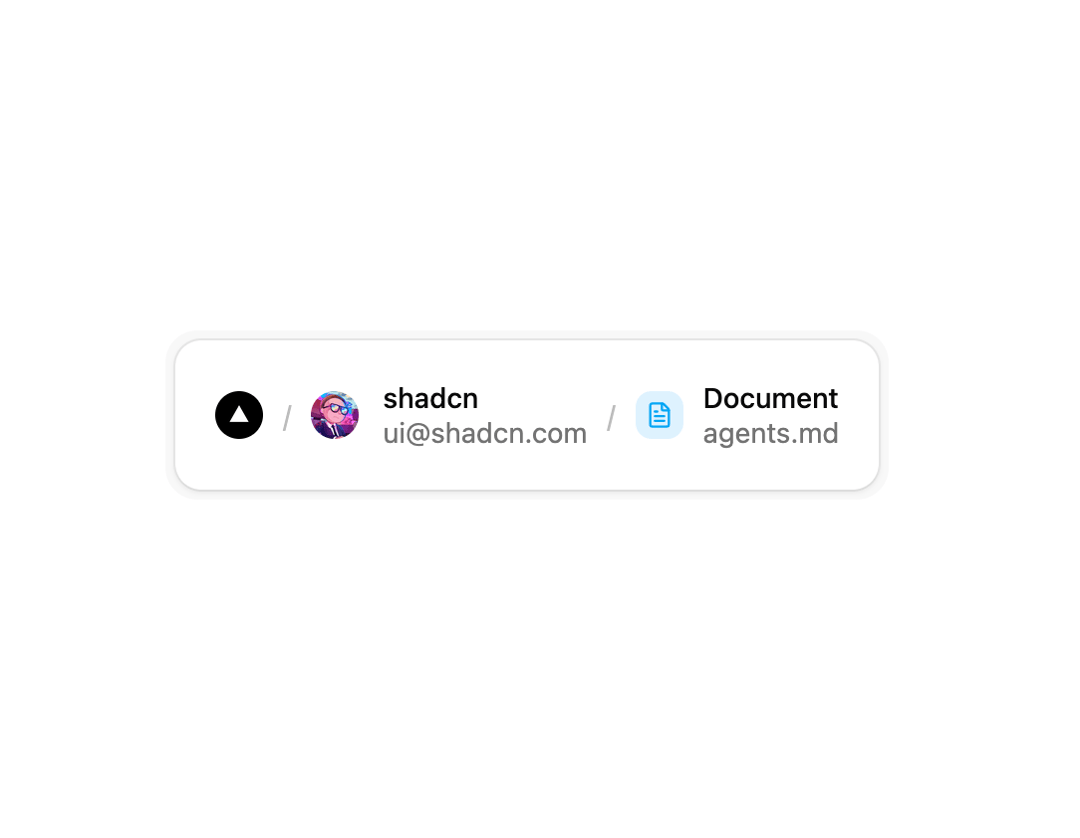 Breadcrumb with Project, User & Document Info preview