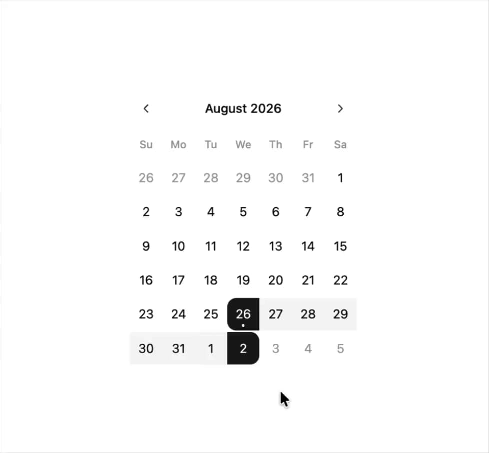 Date Range Calendar preview