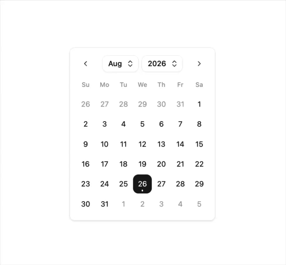 Calendar with Dropdown Navigation preview