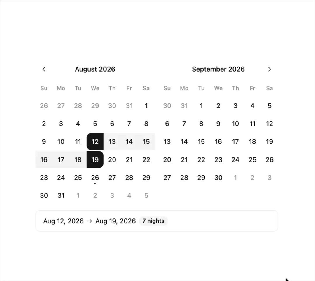 Two-Month Range Picker preview