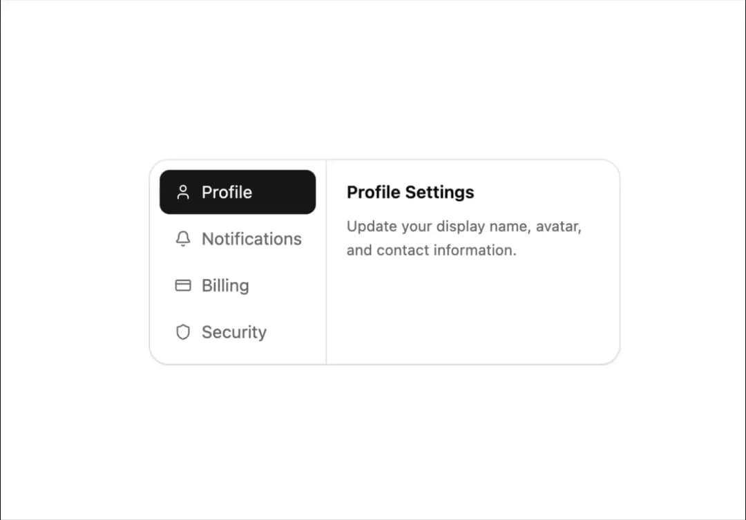 Settings Card with Sidebar preview
