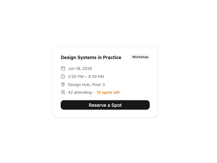 Event RSVP Card preview