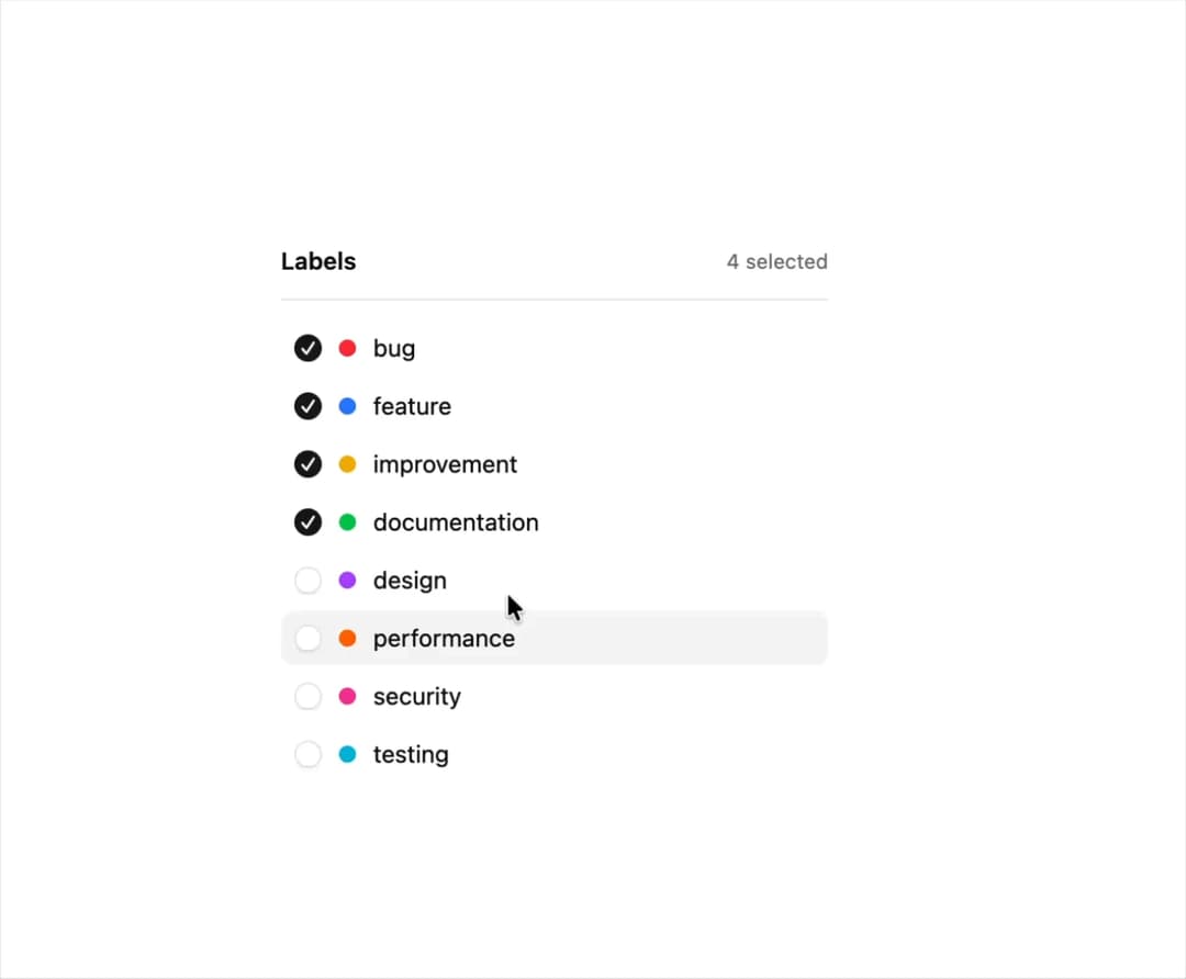 Issue Label Picker preview