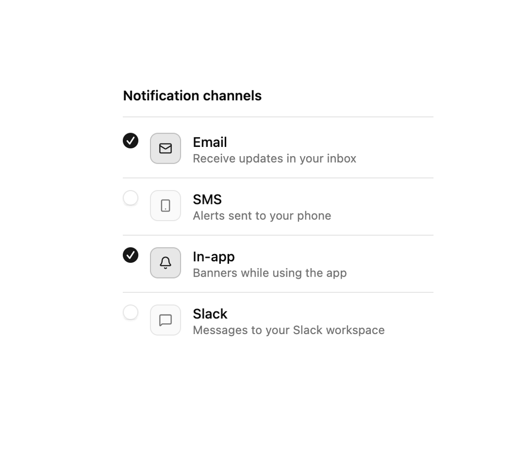 Notification Channel Selector preview