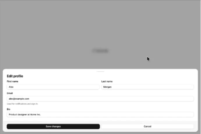 Edit Profile Drawer preview