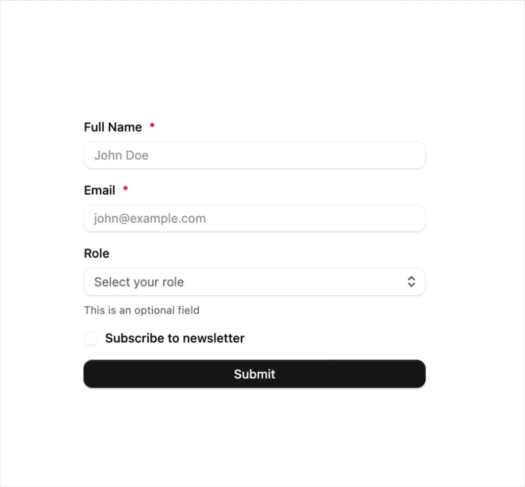 Multi-Field Form preview