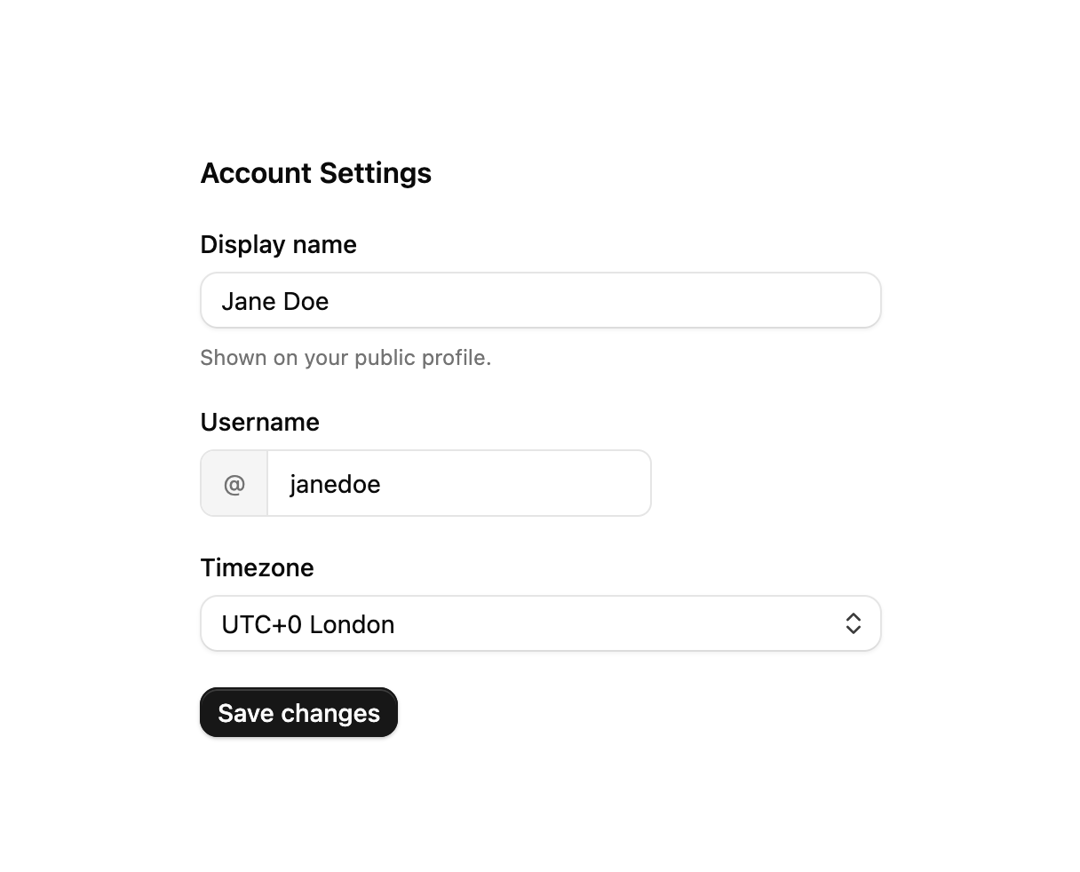 Account Settings Fieldset preview