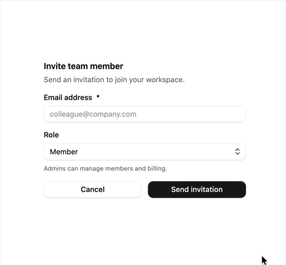 Invite Team Member Form preview