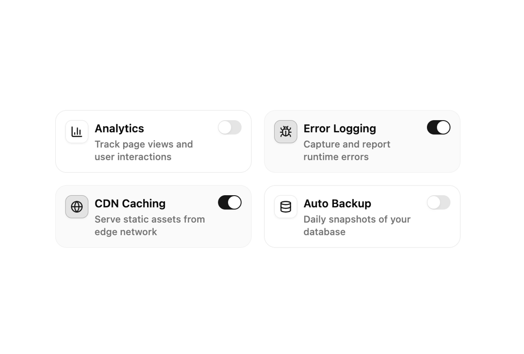Feature Toggle Switch Cards preview
