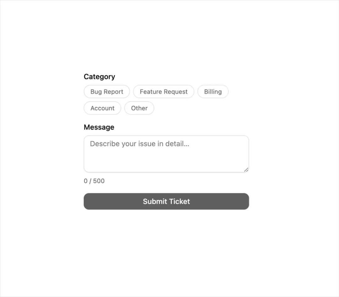 Support Ticket Form preview