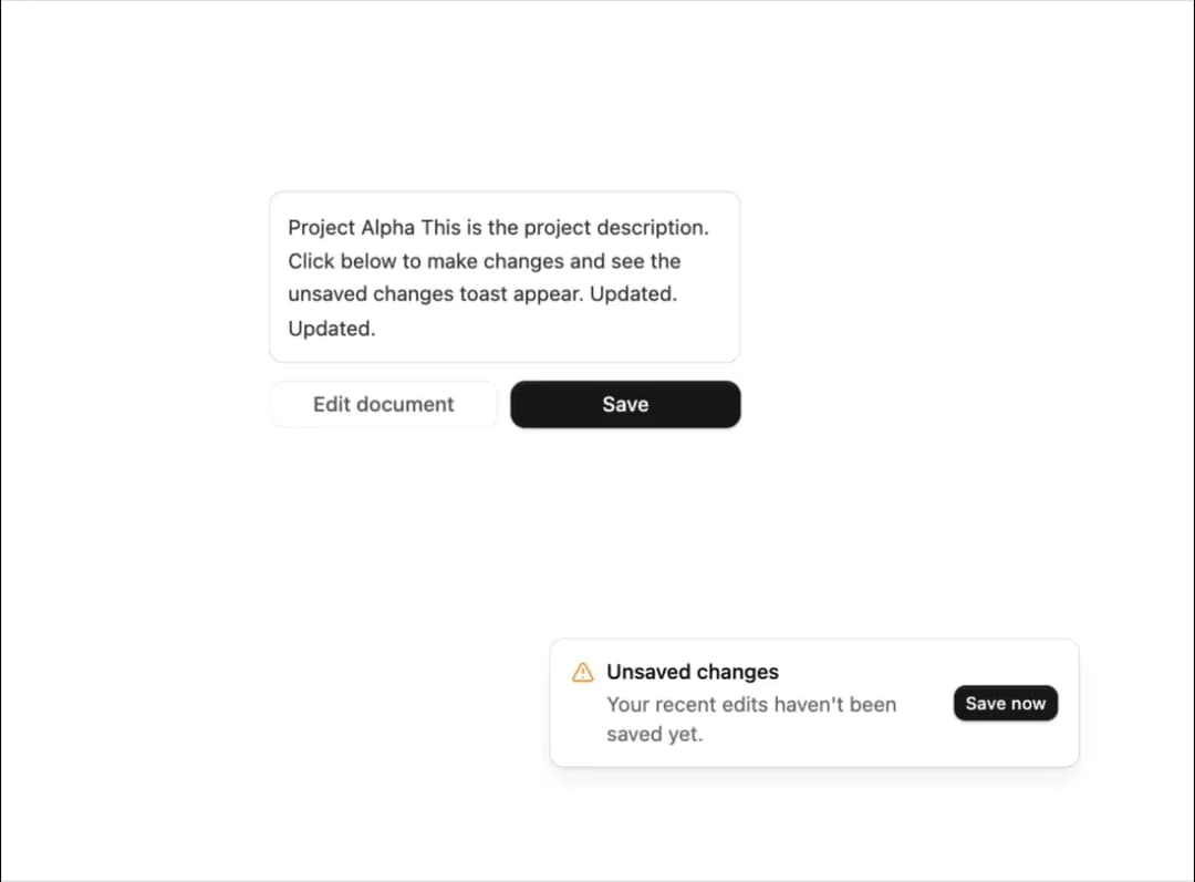 Unsaved Changes Reminder Toast preview