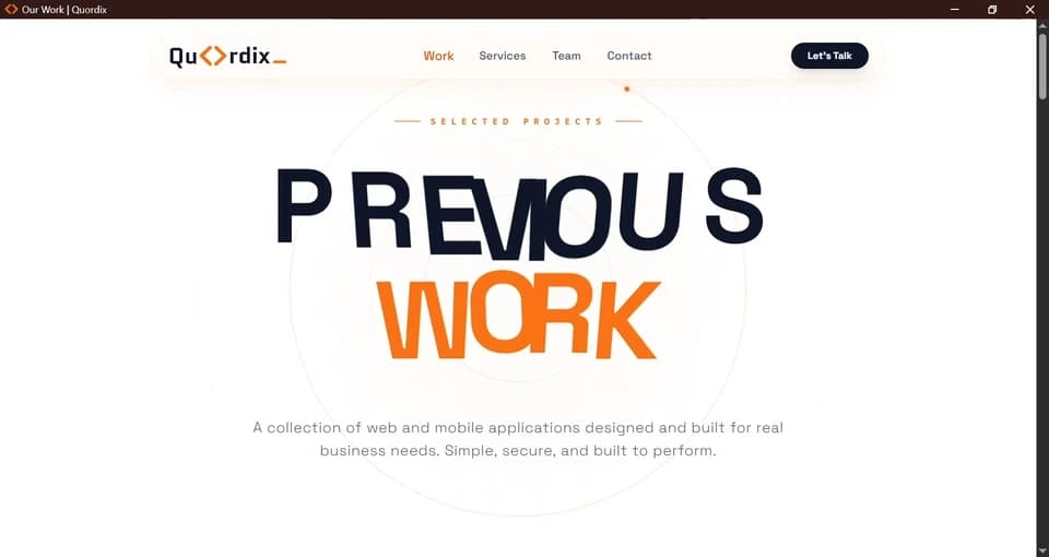 Quordix Work Hero preview