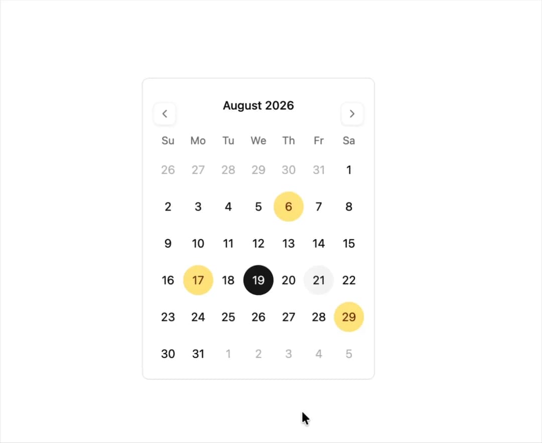 Calendar with Booked Days preview