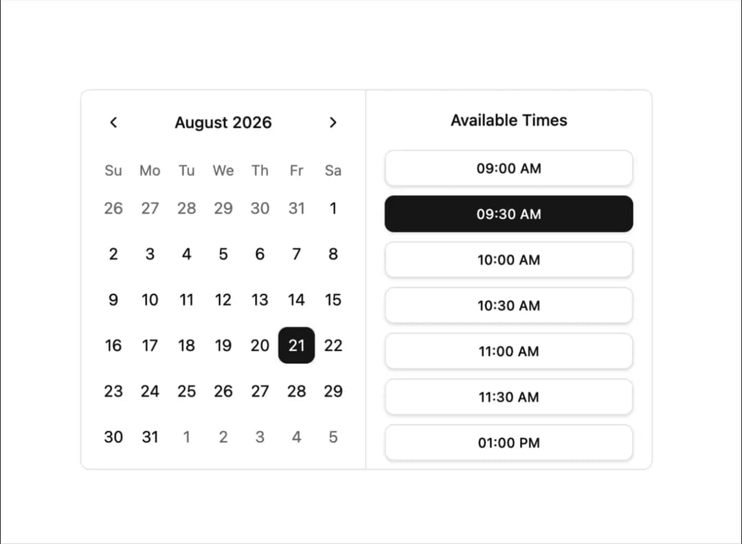 Appointment Picker Calendar preview