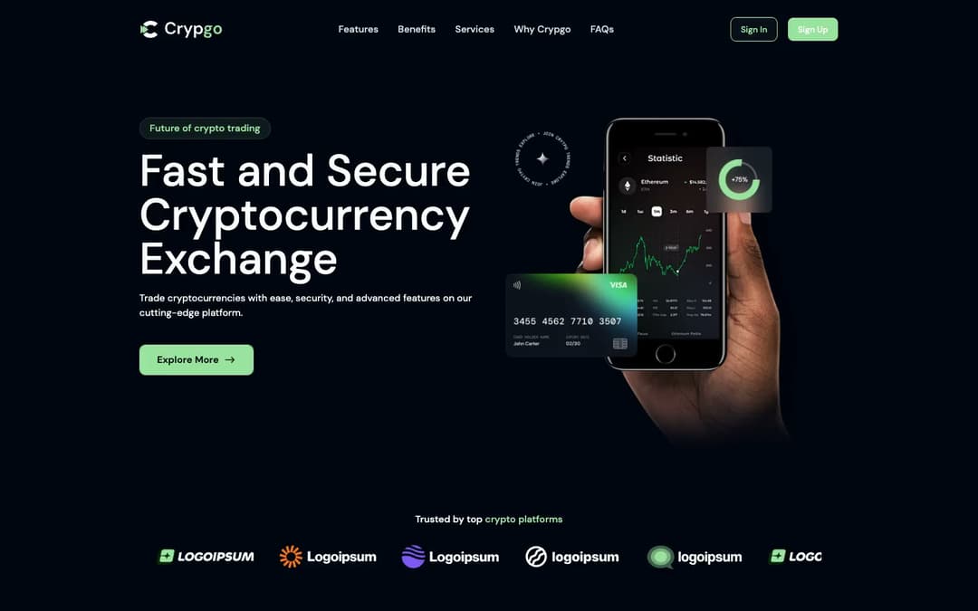 Crypgo - Shadcn UI Crypto Landing Page Template preview