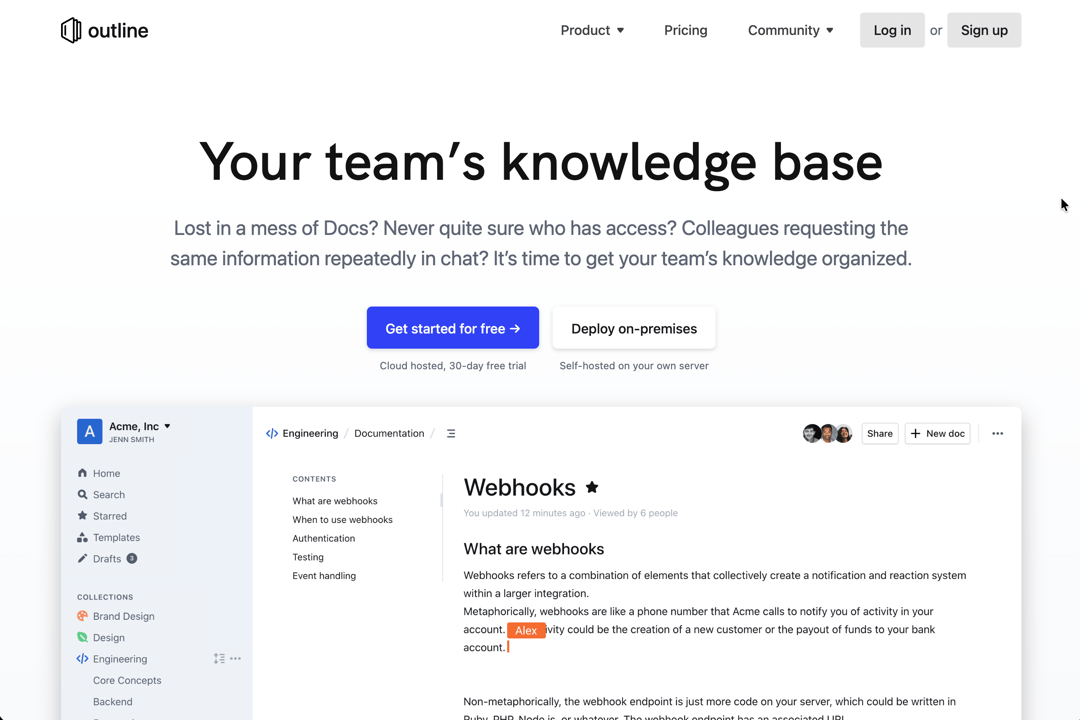 Outline Marketing Website preview