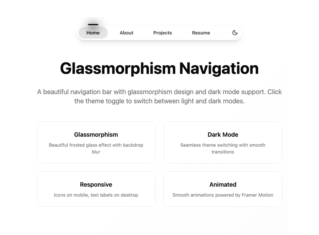 Glassmorphism Navigation preview