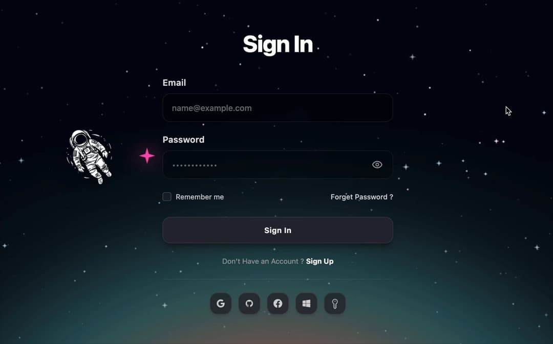 Space Login preview