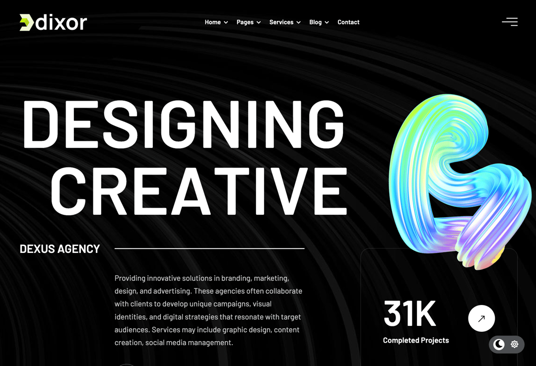 Dixor - Creative Digital Agency React JS Template preview