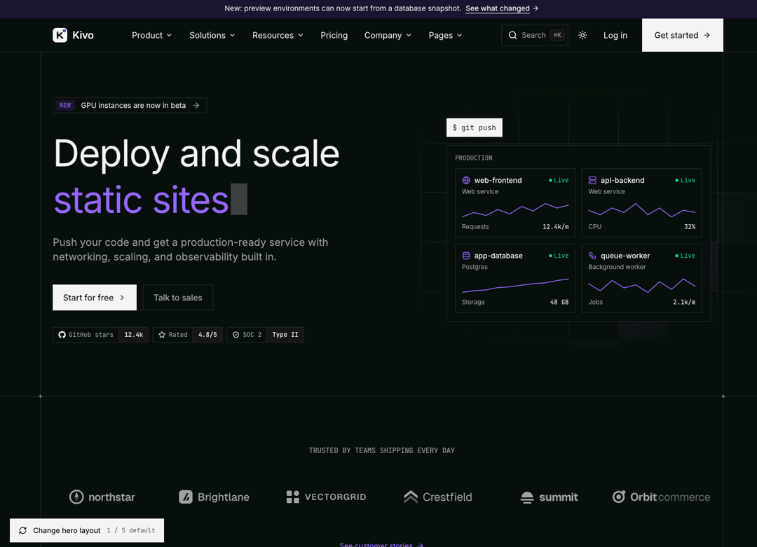 Kivo - Developer SaaS Astro Theme preview