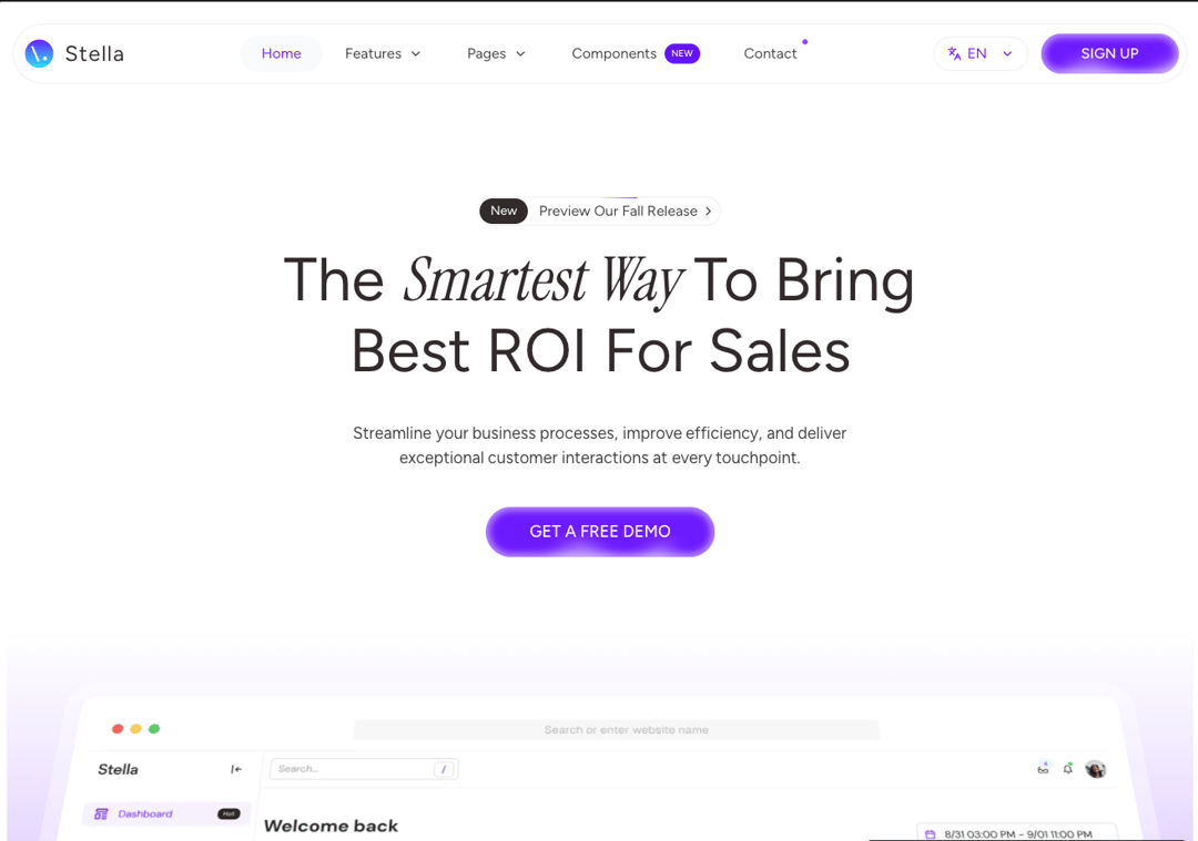 Stella - SaaS & Startup Astro Theme preview